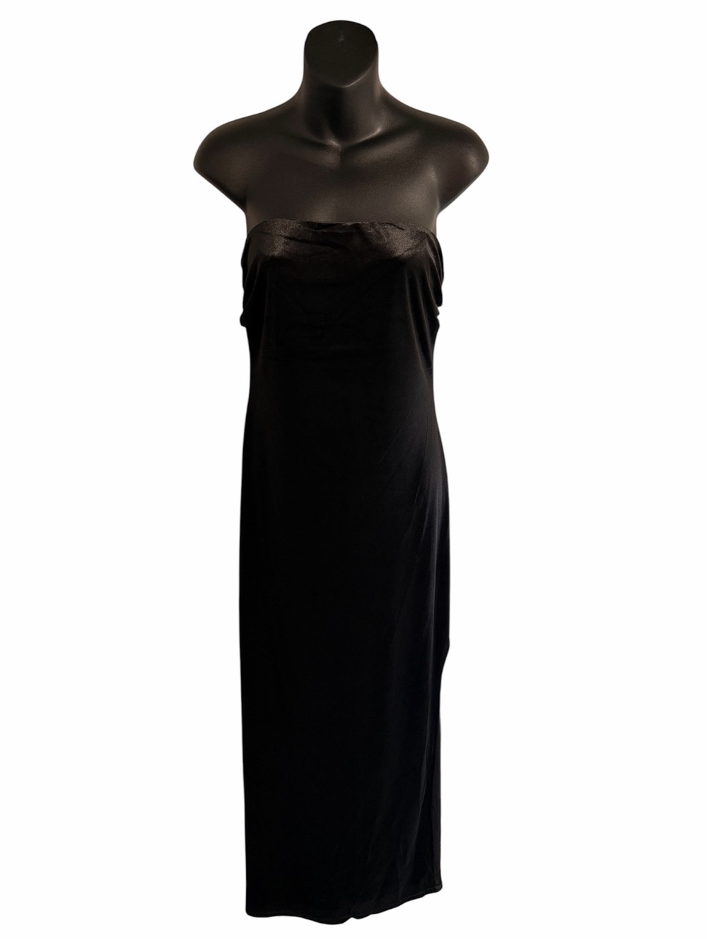GB Strapless Velvet Black Midi Dress NWT Large
